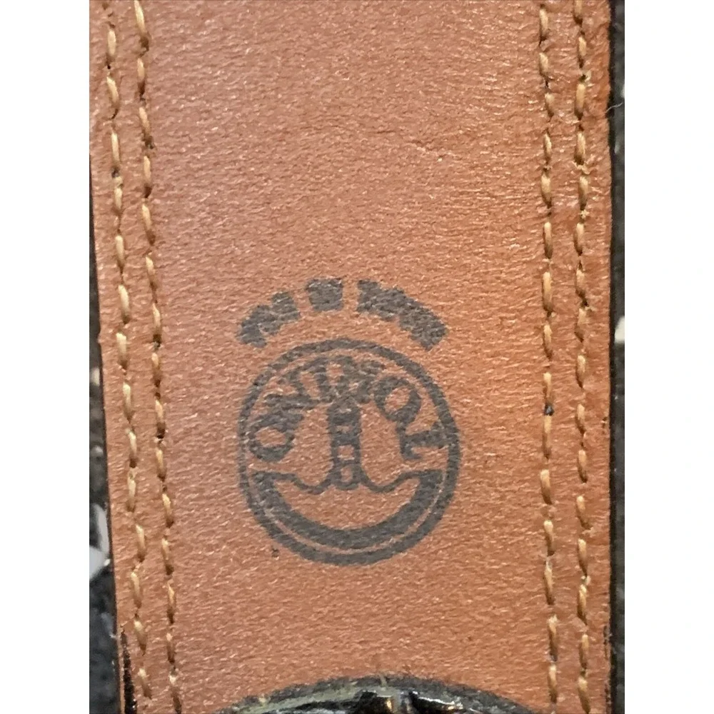 Torino Leather Belt Size 38 Black Embossed Italian‎ Kipskin Made In USA